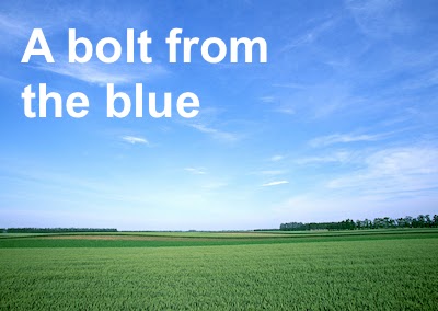 The meaning and origin of the phrase 'A bolt from the blue'.