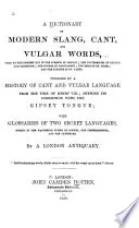 Cover of A Dictionary of Modern Slang, Cant, and Vulgar Words