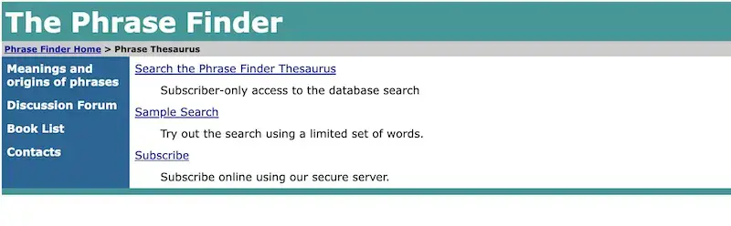 The phrasefinder.co.uk website The phrasefinder.co.uk website