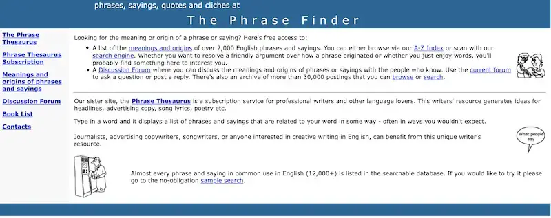 The www.phrases.org.uk website The www.phrases.org.uk website
